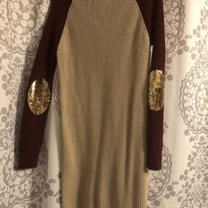 Red/tan sweater dress